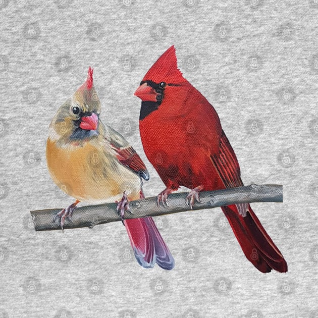 Northern Cardinal Pair painting (no background) by EmilyBickell